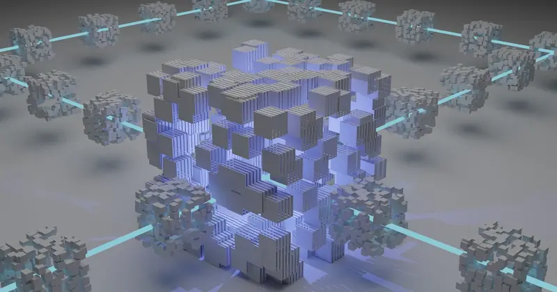 AlmaLinux blockchain and cryptocurrency mining setup with digital coins and network visualization